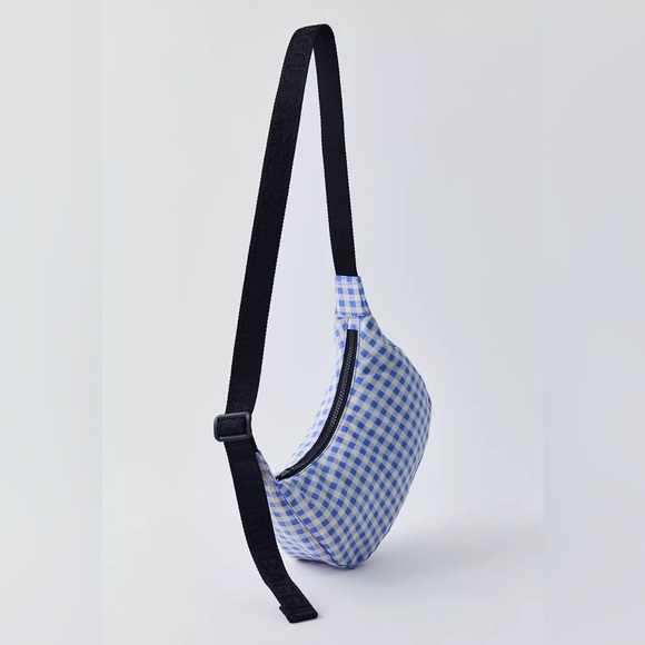 BAGGU Small Crescent Bag- Blue Gingham - Picture 2 of 4